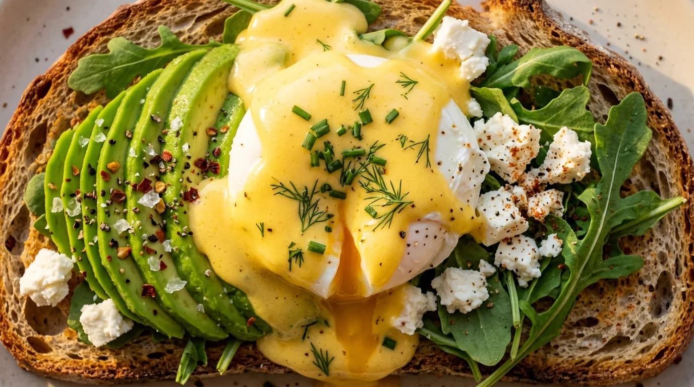 Tostada de aguacate con huevo Benedict